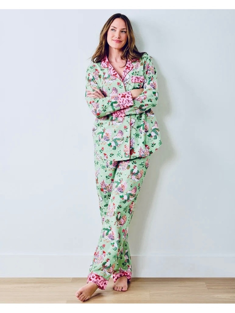 NWT Printfresh 100% Organic Cotton Pajama Set with Chickens Size S Comfy Cottage - Picture 3 of 15